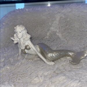 Silver and White Mermaid Figurine
